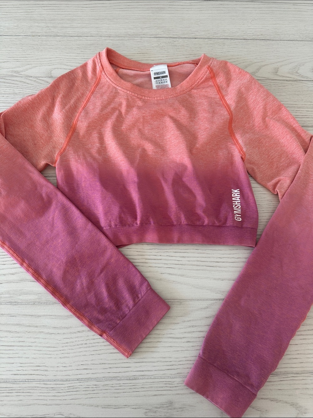 Gymshark Pink to Purple Ombre Long-Sleeve Cropped Top